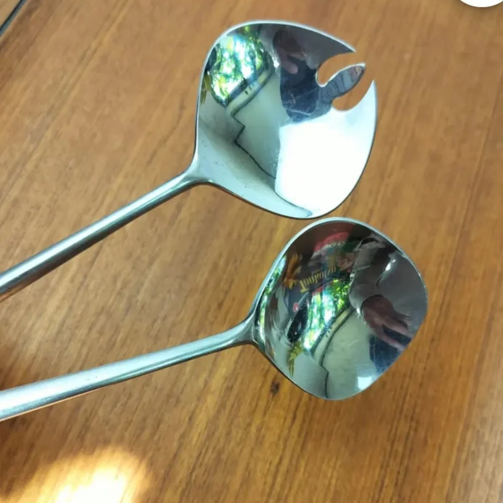 Vintage Mid-Century Modern EPIC Japanese Forged Stainless Salad Serving Utensils